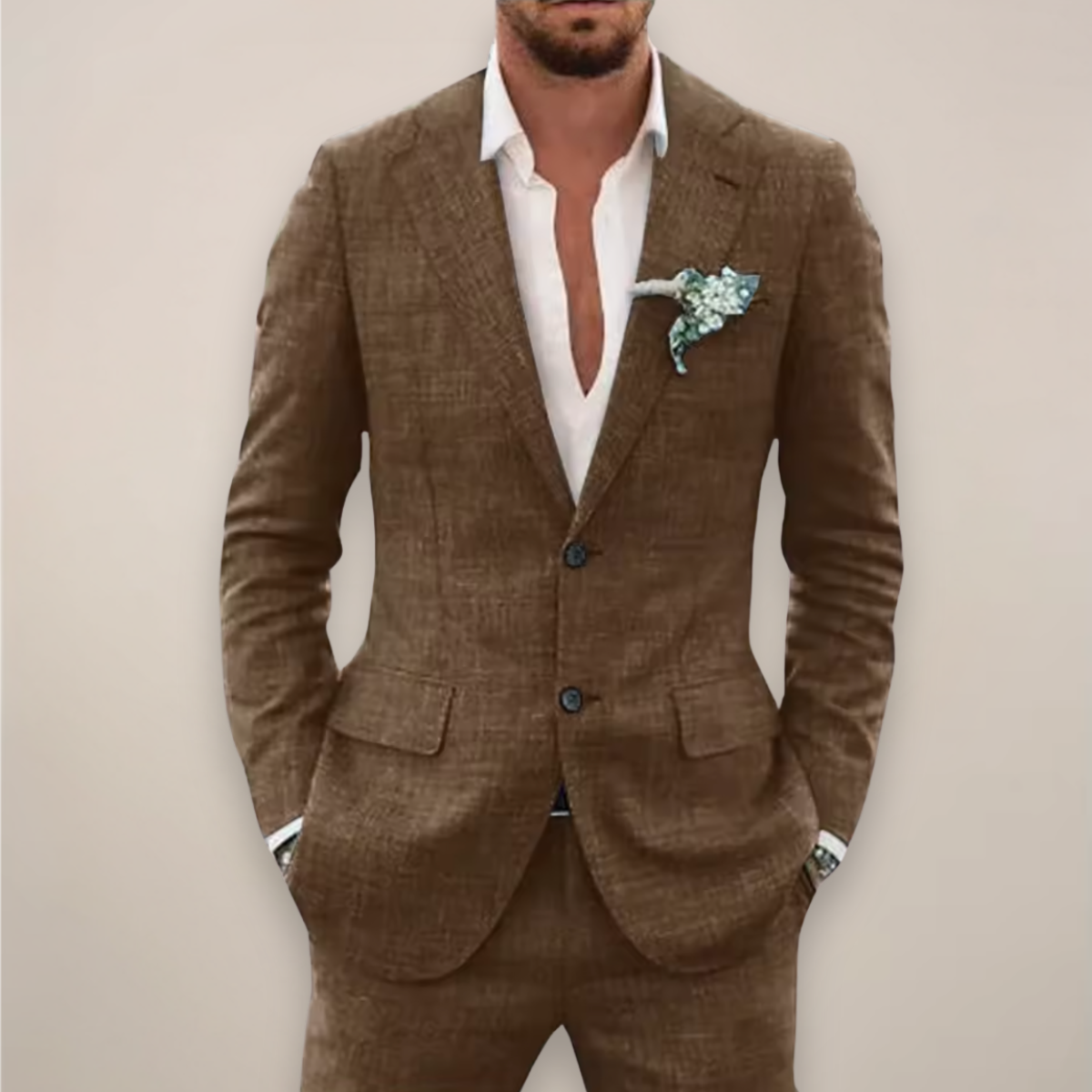 Traje Hombre Primavera con Solapa de Muesca Ajuste Clásico