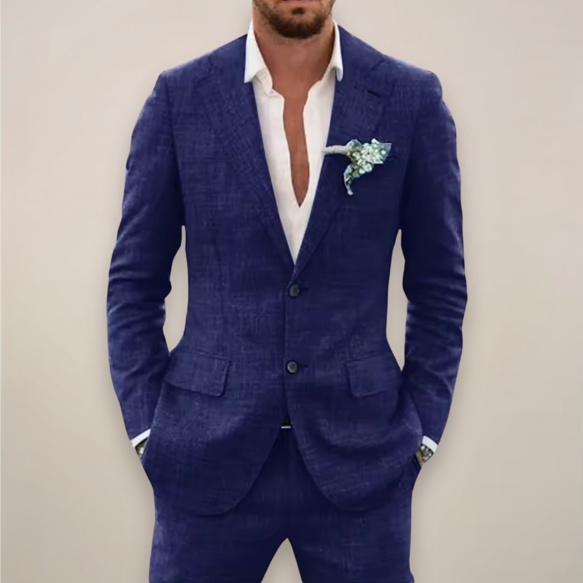 Traje Hombre Primavera con Solapa de Muesca Ajuste Clásico
