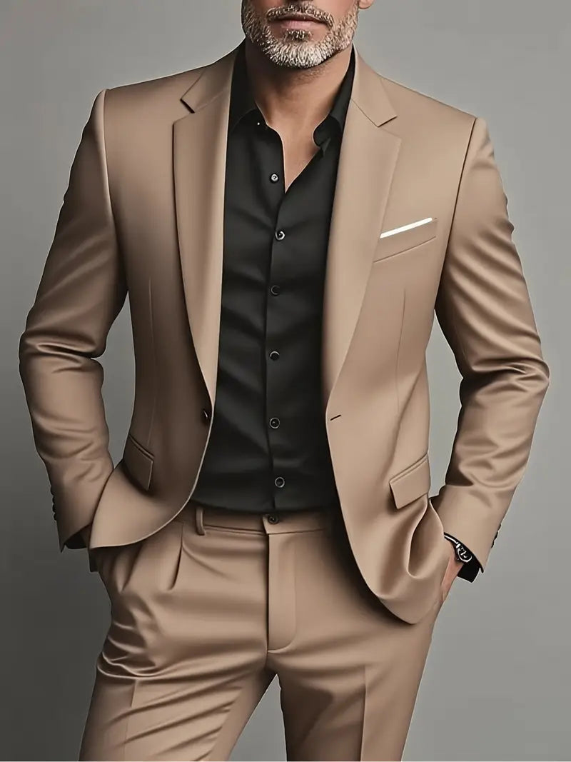 Traje Hombre Corte Entallado Primavera Elegante