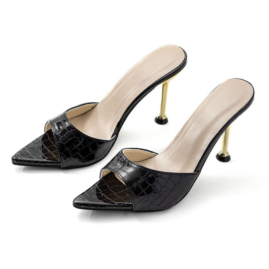 Tacones Stiletto Mujer Destalonados Detalles Textura Cocodrilo - Mavetta