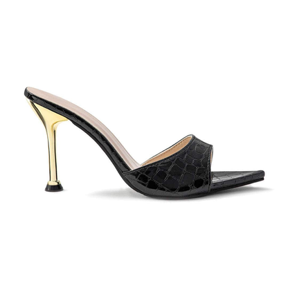 Tacones Stiletto Mujer Destalonados Detalles Textura Cocodrilo