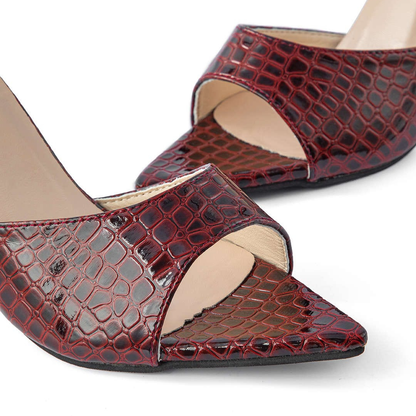 Tacones Stiletto Mujer Destalonados Detalles Textura Cocodrilo