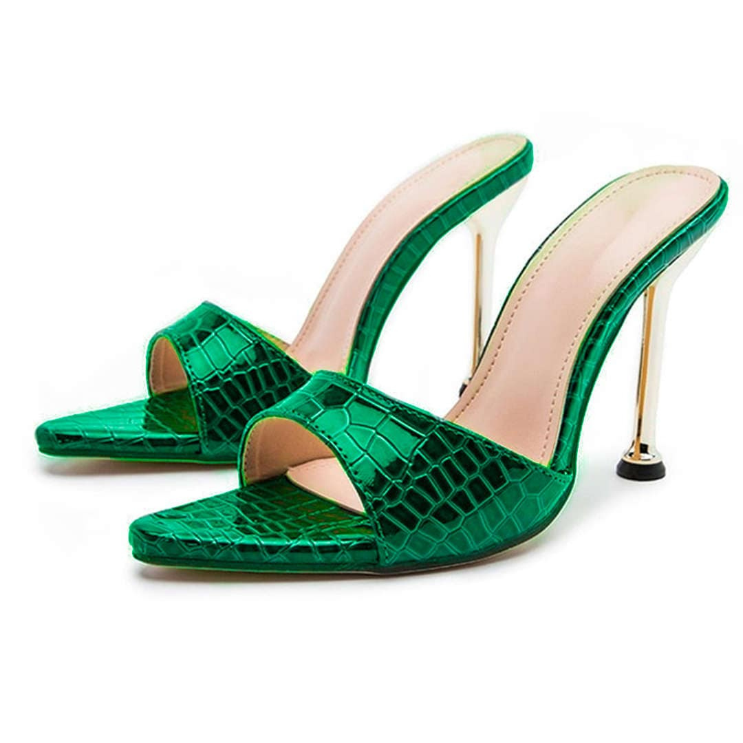 Tacones Stiletto Mujer Destalonados Detalles Textura Cocodrilo