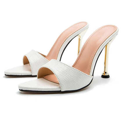 Tacones Stiletto Mujer Destalonados Detalles Textura Cocodrilo