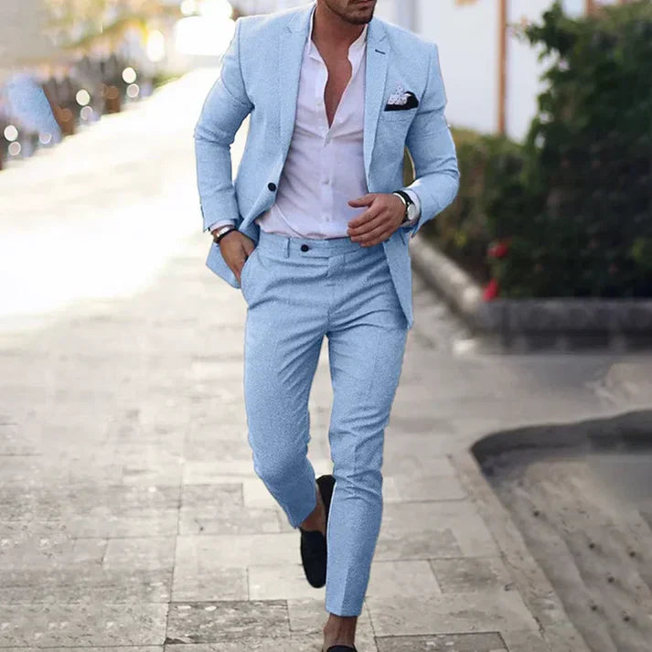 Traje Hombre Blazer y Pantalón Lino Ajuste Moderno