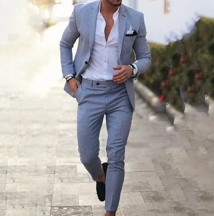 Traje Hombre Blazer y Pantalón Lino Ajuste Moderno