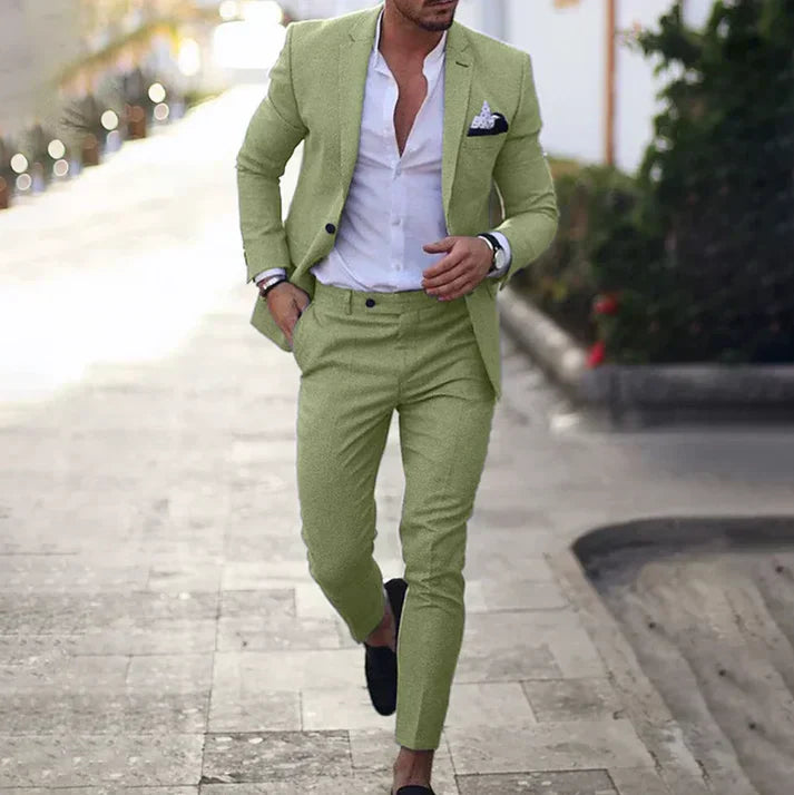 Traje Hombre Blazer y Pantalón Lino Ajuste Moderno