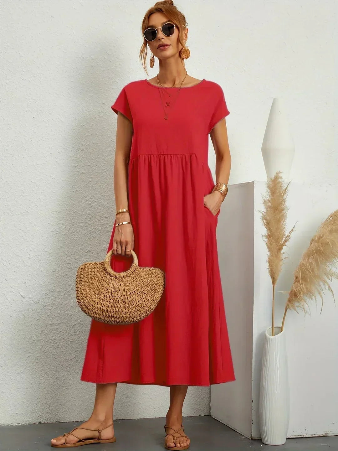Vestido midi mujer fluido elegante atemporal
