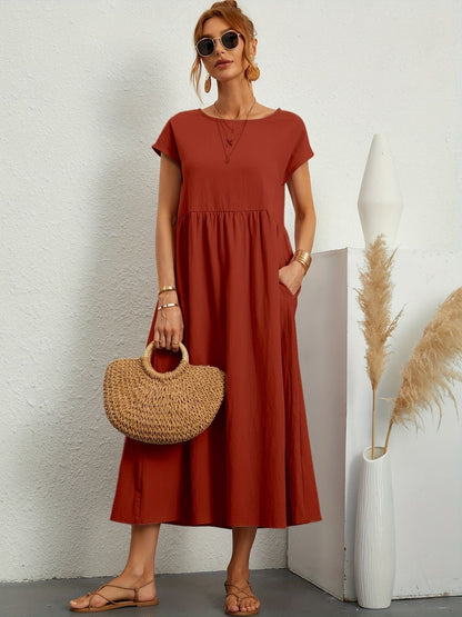 Vestido Mujer de Lino Corte Relajado