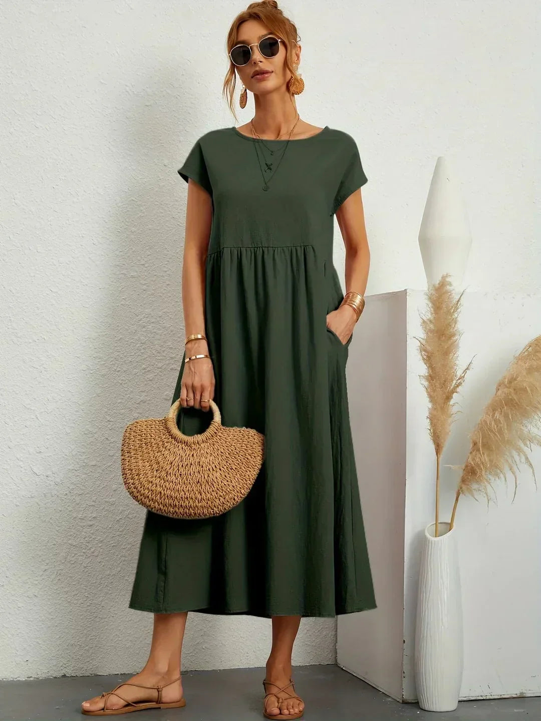 Vestido midi mujer fluido elegante atemporal