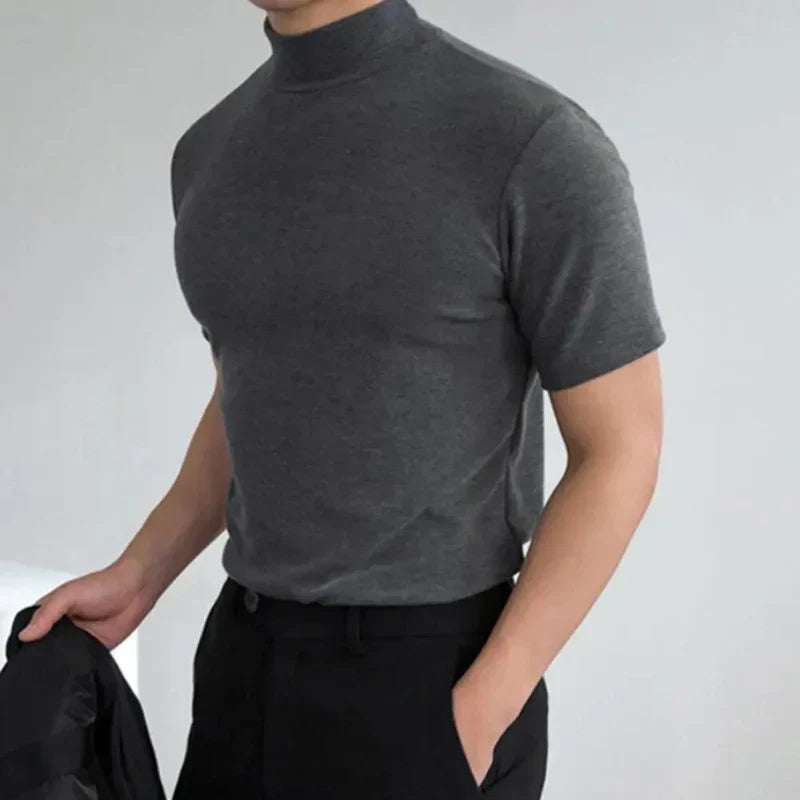 Camiseta Hombre Transpirable Cuello Alto Corte Ajustado
