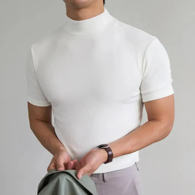 Camiseta Hombre Transpirable Cuello Alto Corte Ajustado