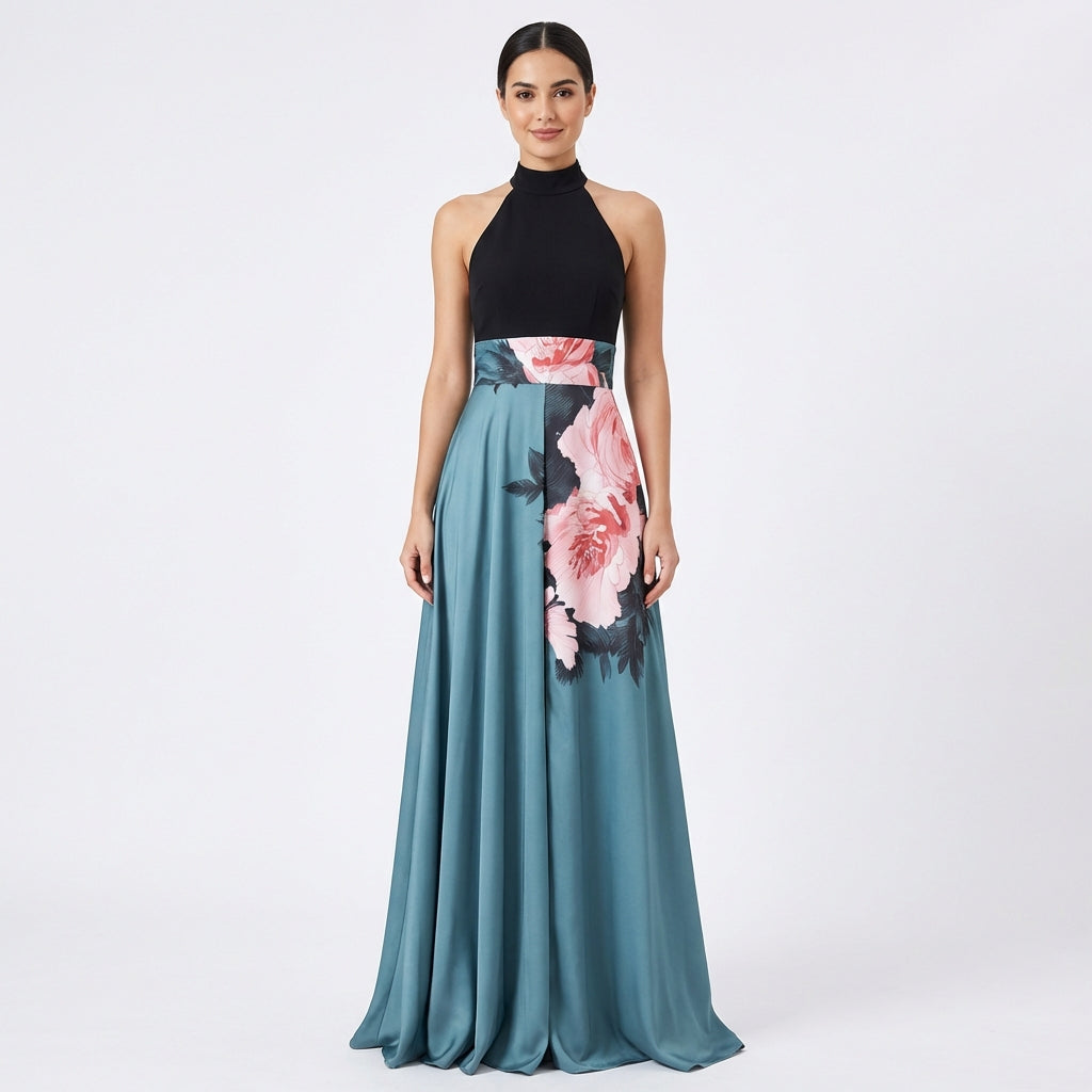 Vestido Largo Mujer Halter con Abertura - Mavetta