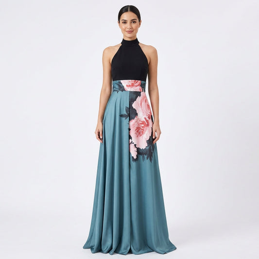 Vestido Largo Mujer Halter con Abertura - Mavetta