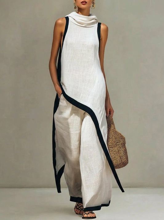 Conjunto Mujer Túnica Asimétrica y Pantalón Amplio - Mavetta