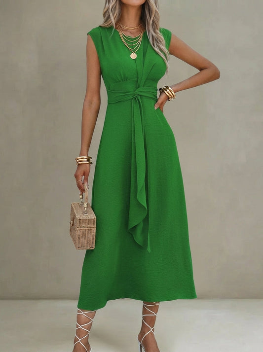 Vestido elegante mujer sin mangas cintura ajustable - Mavetta