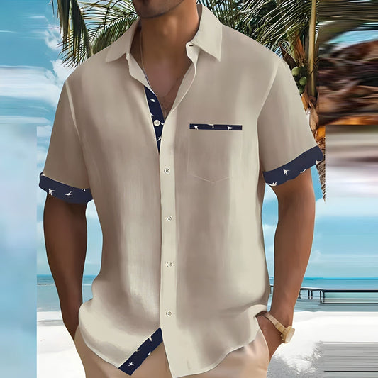 Camisa Hombre Manga Corta Algodón Botones Ajuste Clásico - Mavetta