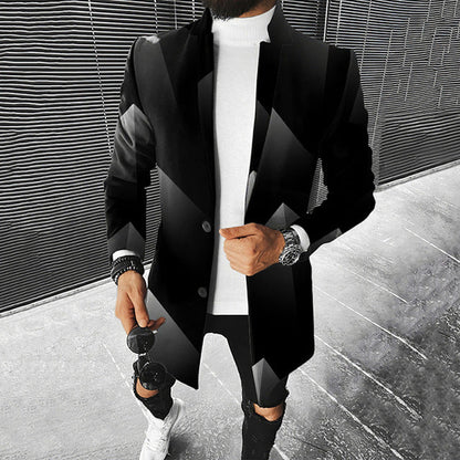 Chaqueta Hombre Moderna Diseño Geométrico Ajuste Regular