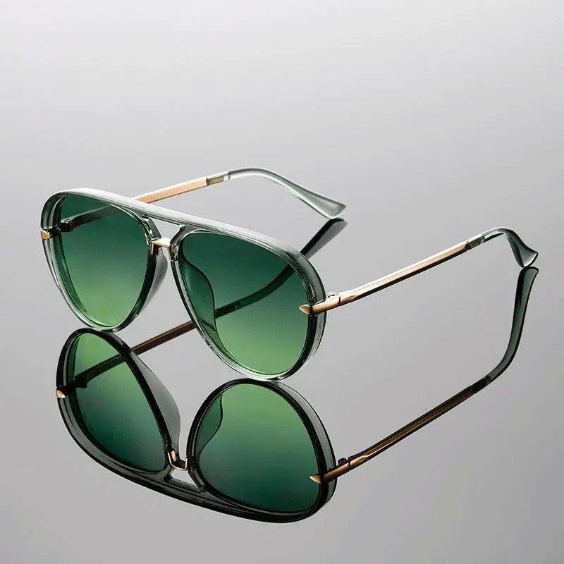 Gafas Sol Unisex Montura Cuadrada Doble Puente Protección UV400