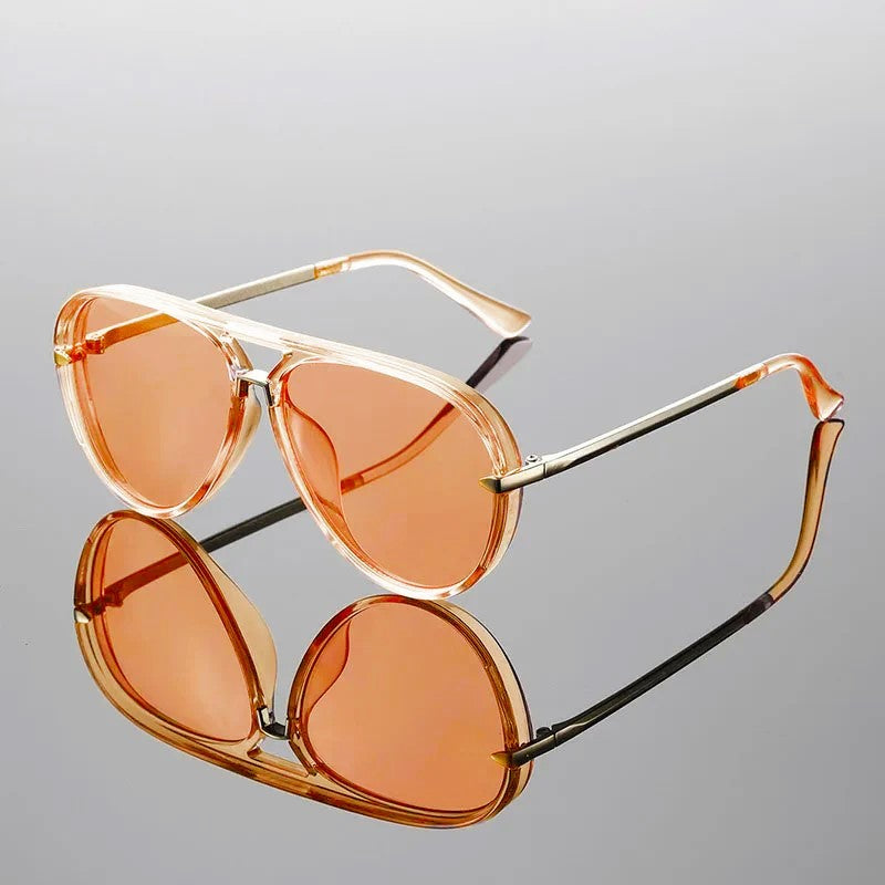 Gafas Sol Unisex Montura Cuadrada Doble Puente Protección UV400
