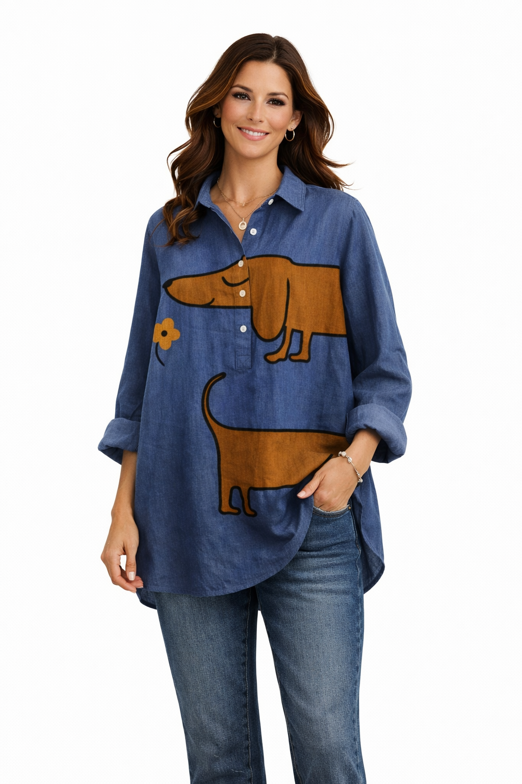 Blusa Mujer de Lino Estampada Corte Oversize - Mavetta