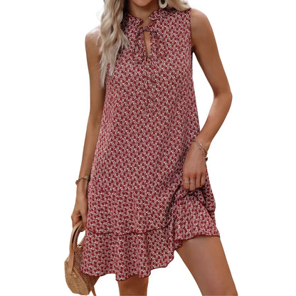 Vestido Mujer Estampado Bohemio Escote en V