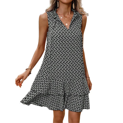 Vestido Mujer Estampado Bohemio Escote en V