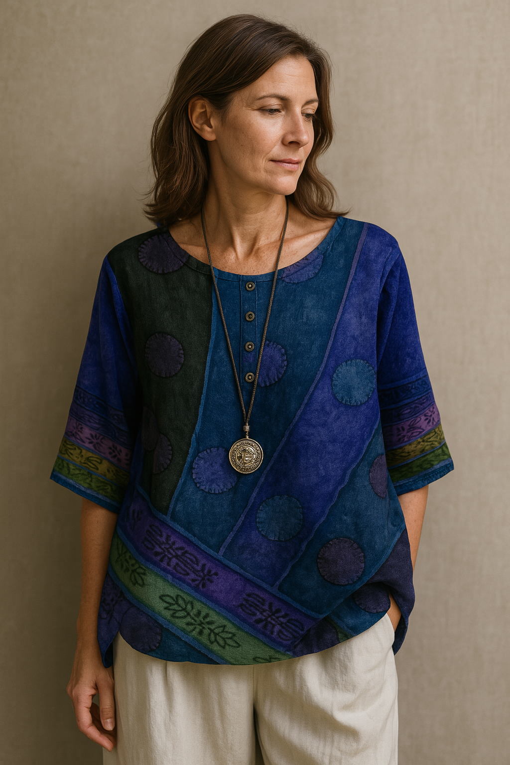 Blusa mujer de tejido ligero estampado bohemio estilo retro - Mavetta