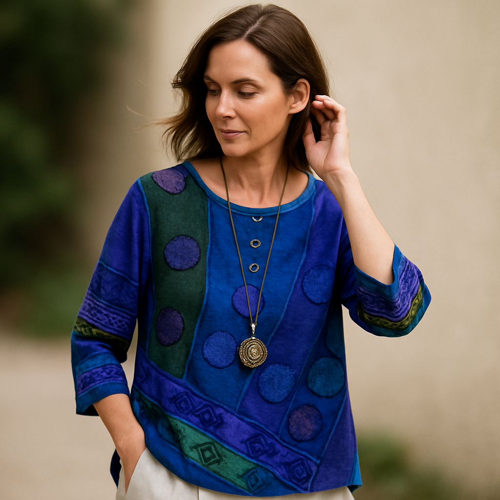 Blusa mujer de tejido ligero estampado bohemio estilo retro