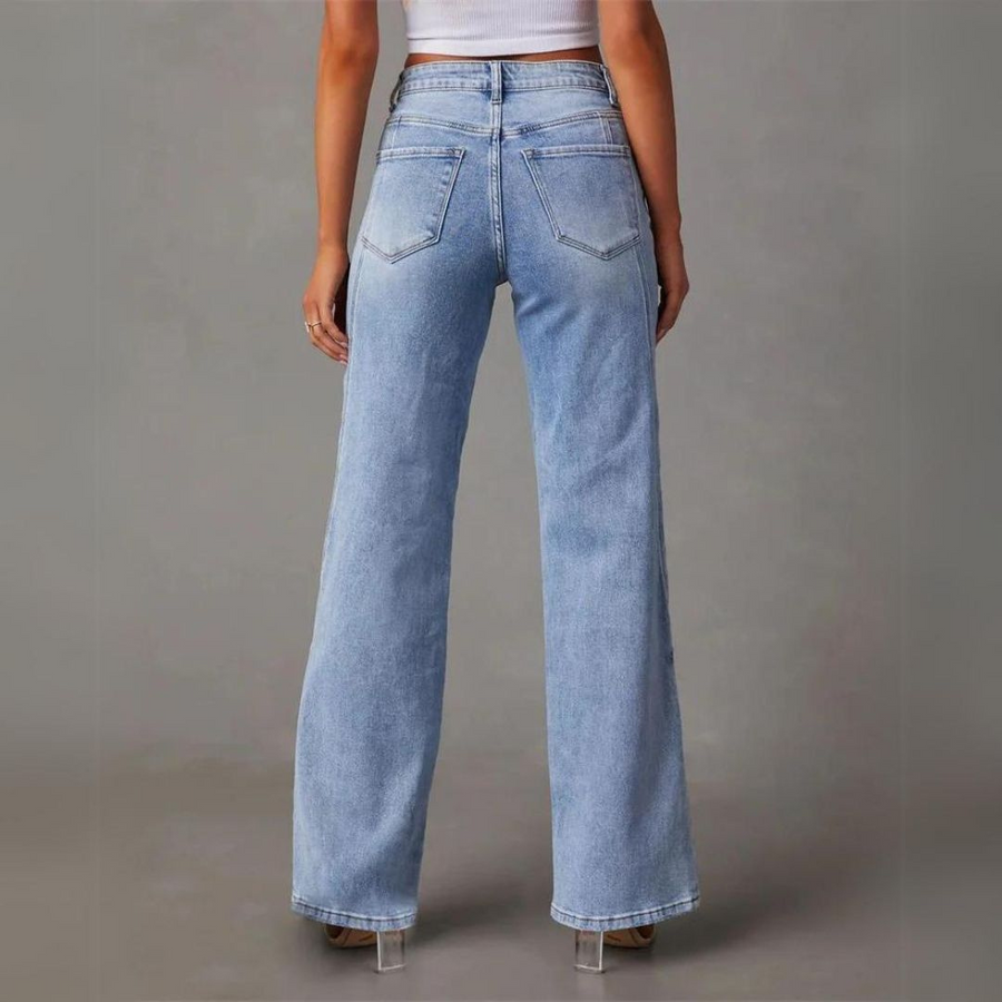 Jeans Mujer Talle Alto Pernera Ancha