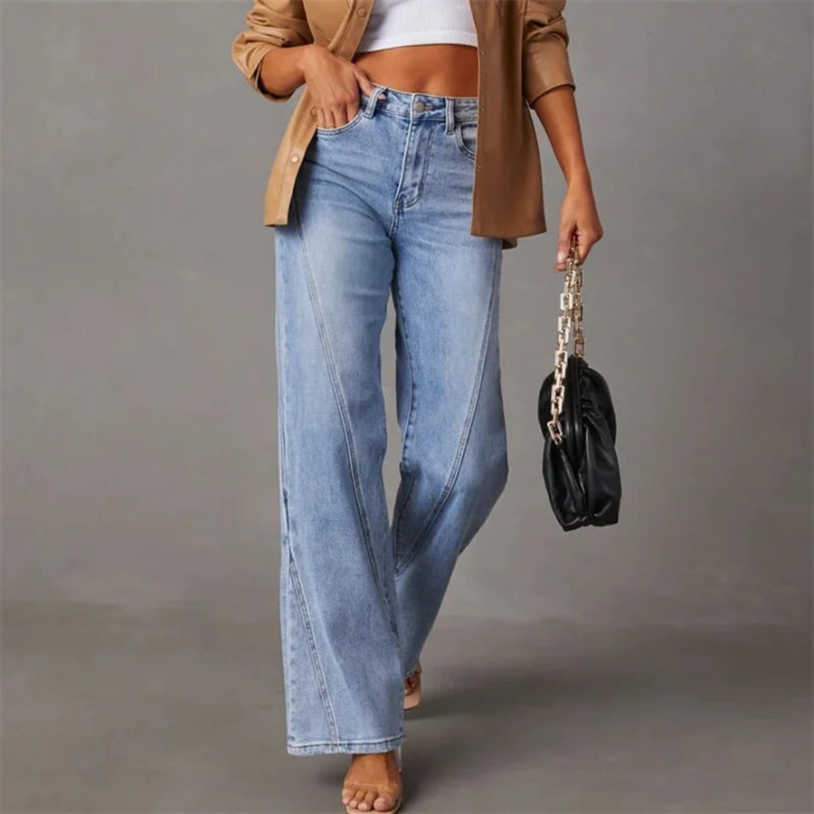 Jeans Mujer Talle Alto Pernera Ancha