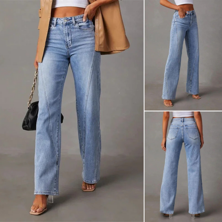 Jeans Mujer Talle Alto Pernera Ancha