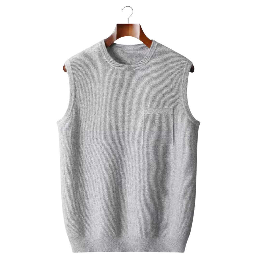 Chaleco Hombre Lana Merino Punto Cuello Redondo Jacquard - Mavetta