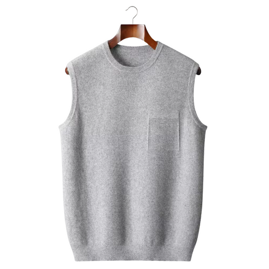 Chaleco Hombre Lana Merino Punto Cuello Redondo Jacquard - Mavetta