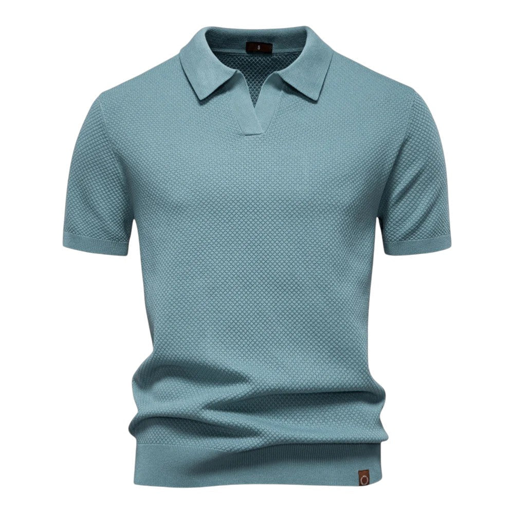 Polo Hombre Textura Estructurada Cuello Abierto