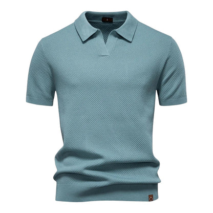 Polo Hombre Textura Estructurada Cuello Abierto