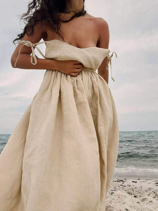 Vestido mujer de algodón espalda abierta - Mavetta