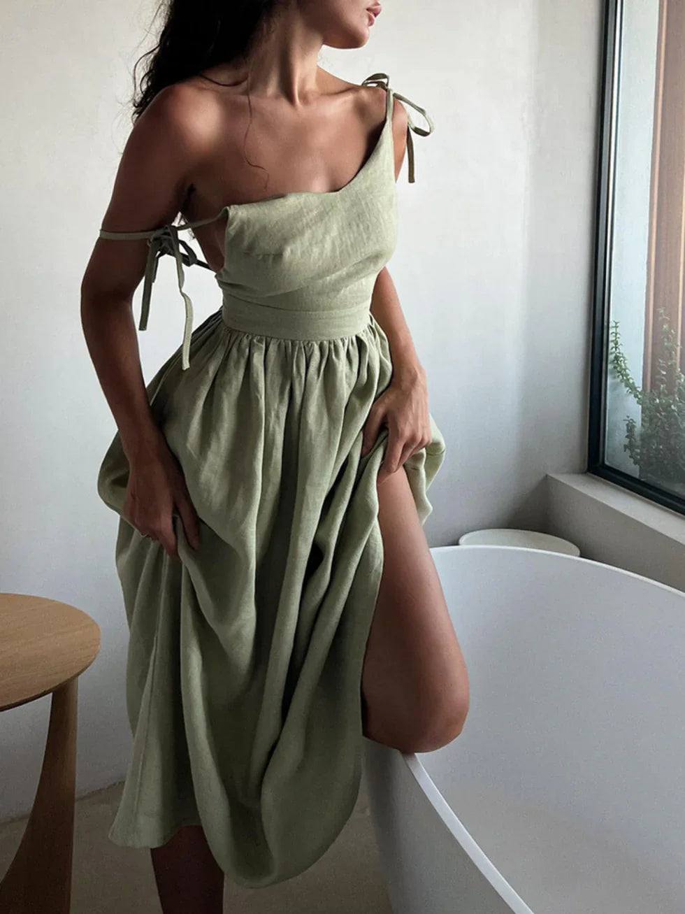 Vestido mujer de algodón espalda abierta