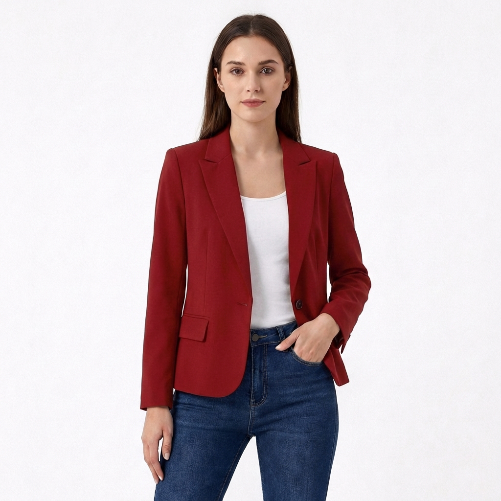 Blazer Mujer Un Botón Corte Recto Formal