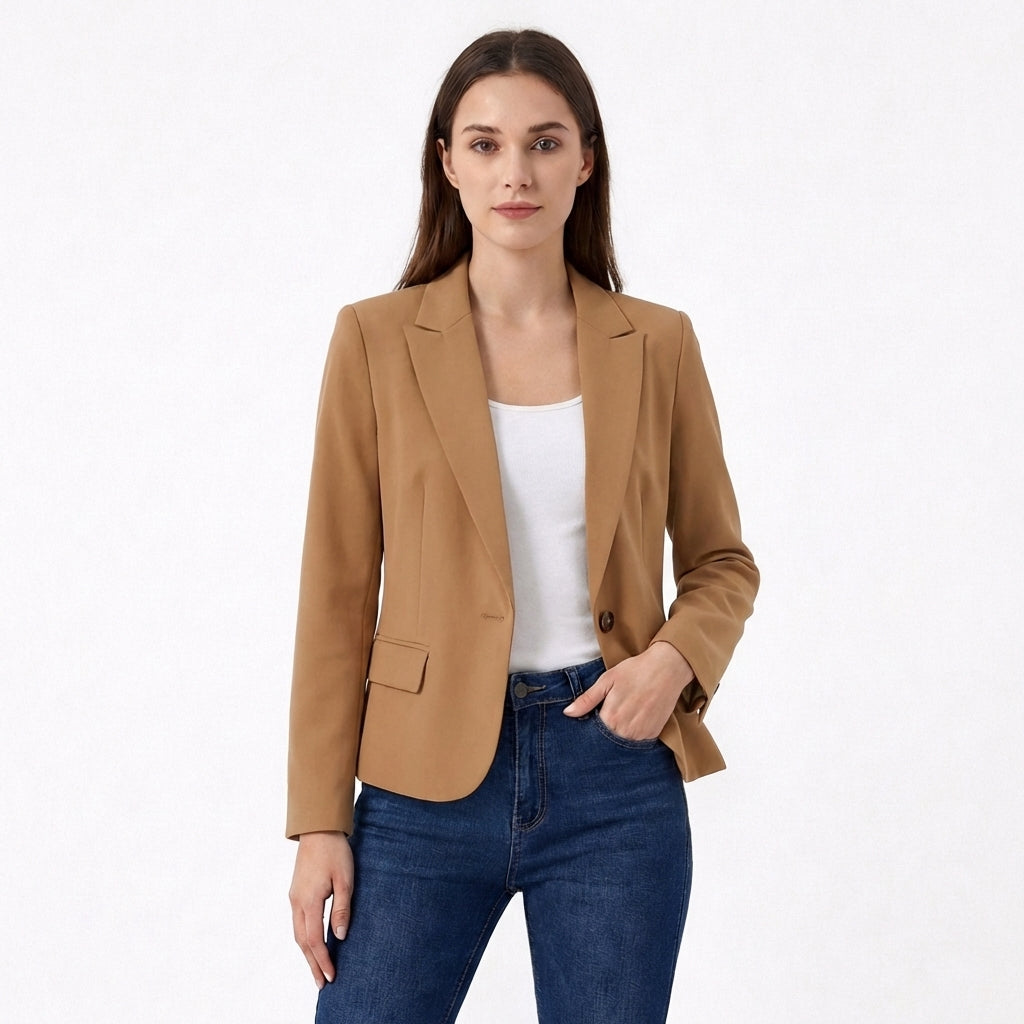Blazer Mujer Un Botón Corte Recto Formal