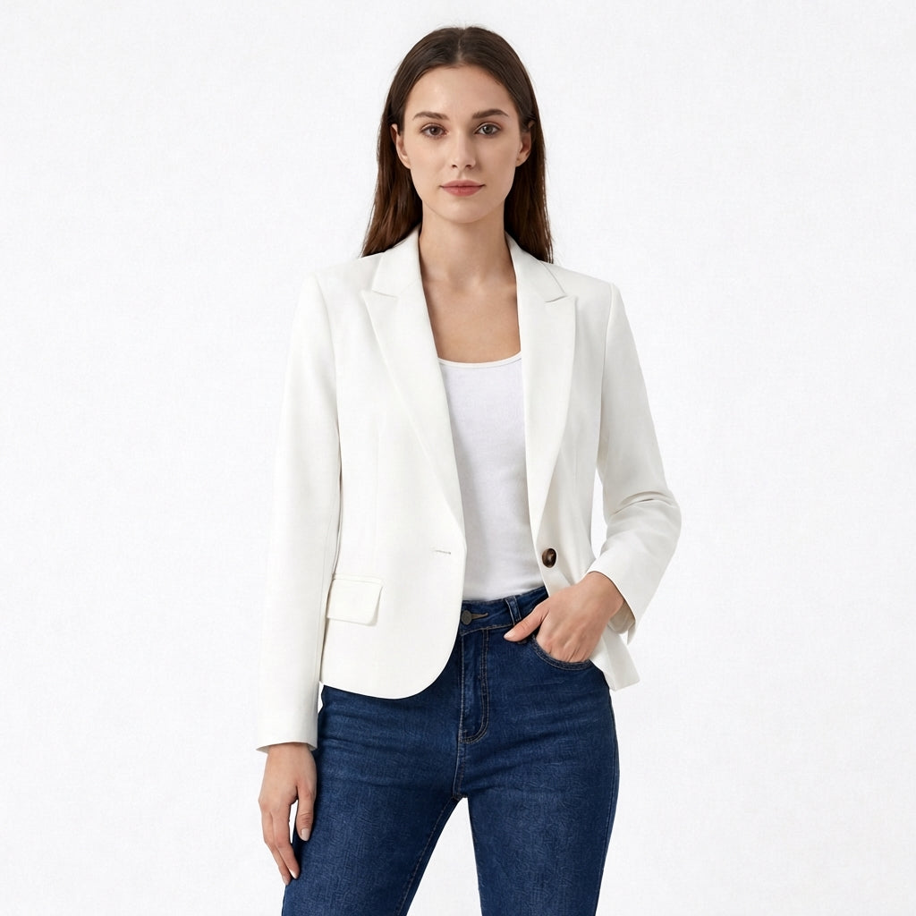 Blazer Mujer Un Botón Corte Recto Formal - Mavetta