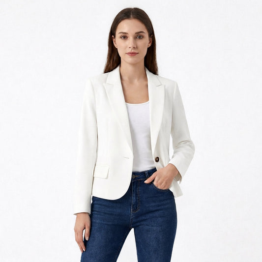 Blazer Mujer Un Botón Corte Recto Formal - Mavetta