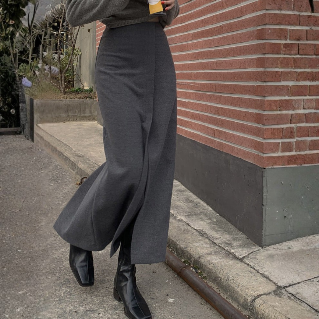 Falda Midi Mujer con Abertura Frontal Corte Recto - Mavetta
