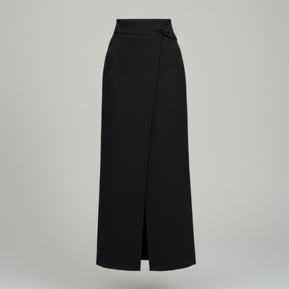 Falda Midi Mujer con Abertura Frontal Corte Recto