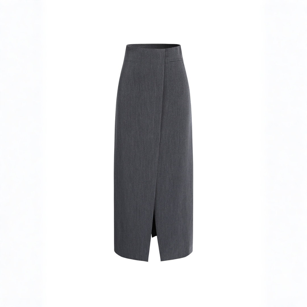 Falda Midi Mujer con Abertura Frontal Corte Recto