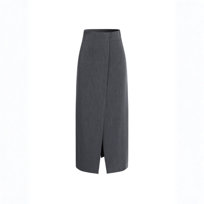 Falda Midi Mujer con Abertura Frontal Corte Recto