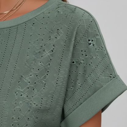 Camiseta Mujer Algodón Cuello Redondo Manga Corta Corte Suelto