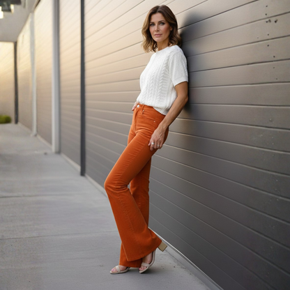 Pantalones Vaqueros Mujer Cintura Alta Anchos Abertura Bajo