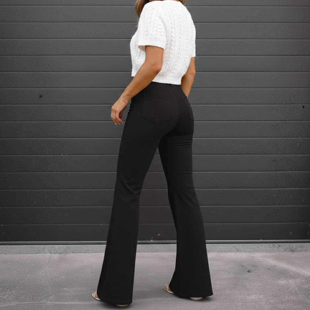 Pantalones Vaqueros Mujer Cintura Alta Anchos Abertura Bajo