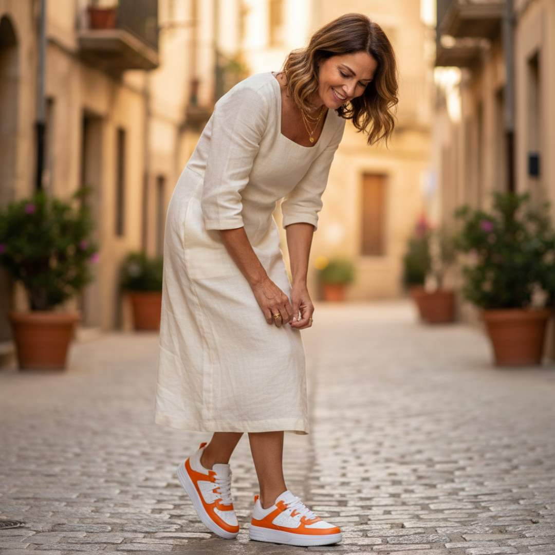Zapatillas Plataforma Mujer Cordones Paneles Perforados Suela Alta